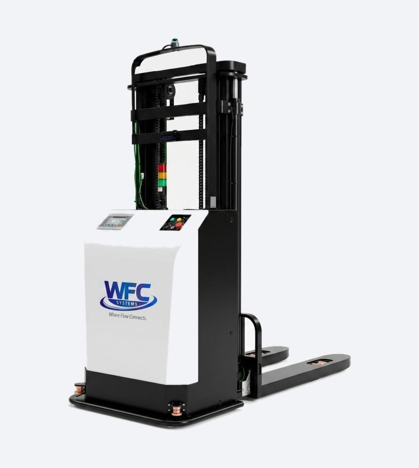 Front three-quarter view of the WFC Systems 2T Reach Truck AMR